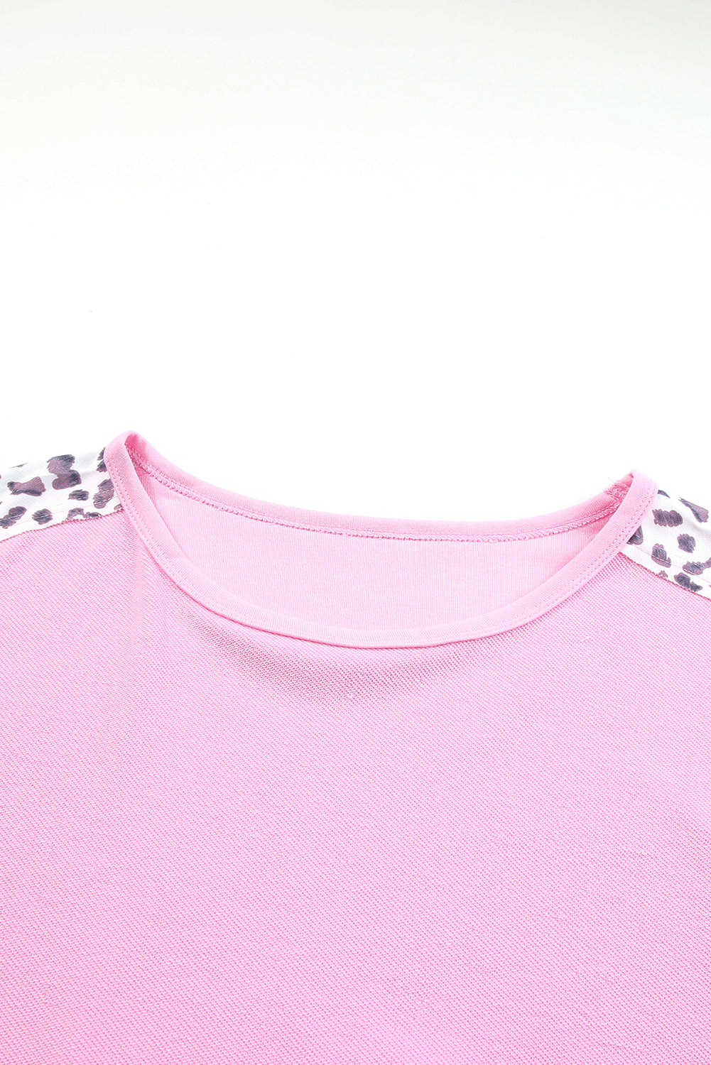 Pink Exposed Seam Leopard Splicing Plus Size Sweatshirt - Eloy Royal