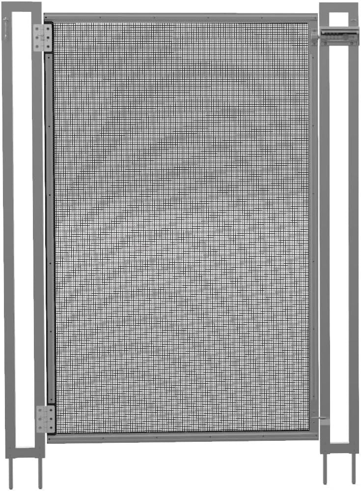 Self-Closing Gate and Drill Guide Bundle for 5FT Height Pool Fences, Black Mesh