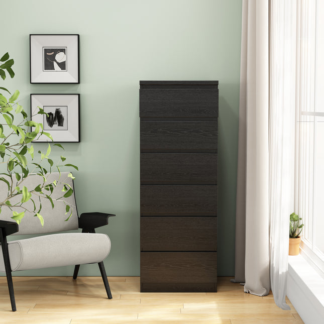 6 Drawer Dresser,Modern Storage Chest of Drawers,18.9In Black Dresser for Closet with Handle-Free Design, Closet Chests Organizer for Bedroom, Living Room,Black