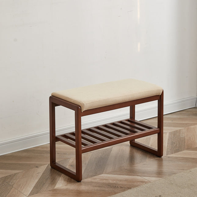 Solid Wood Shoe Bench with Beech Wood with High Rebound Sponge Cushion