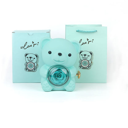 Rotating Bear Gift Box Rose Jewelry Box