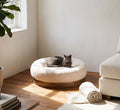 Relaxing Modern Cat Bed Calming Plush Durable Fabric, Dog Bed, Medium Pet Furniture 1pc, Beige