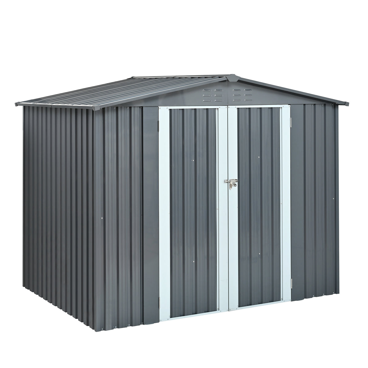 Metal Storage Shed with Double Doors, Heavy-Duty Galvanized Steel Outdoor Garden Shed for Tools, Lawn Equipment, and Yard Storage (72.8'Hx68.9'Dx87.8'W)