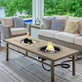 Aluminum Propane Fire Pit Table, 47' 50,000 BTU Multifunctional Fire Table with CSA Certification, 4.5 Gallons Ice Bucket, and Lava Rocks, 3-in-1 Coffee Table for Outdoor Patio, Khaki