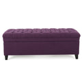 Juliana Storage Ottoman Purple Fabric with Birch Legs 50x20.5x18.3 Inch