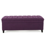 Juliana Storage Ottoman Purple Fabric with Birch Legs 50x20.5x18.3 Inch