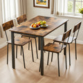 5 Piece Metal and Wood Indoor Modern Dinning Table Furniture Set for 4, Dining Table Chairs - Eloy Royal
