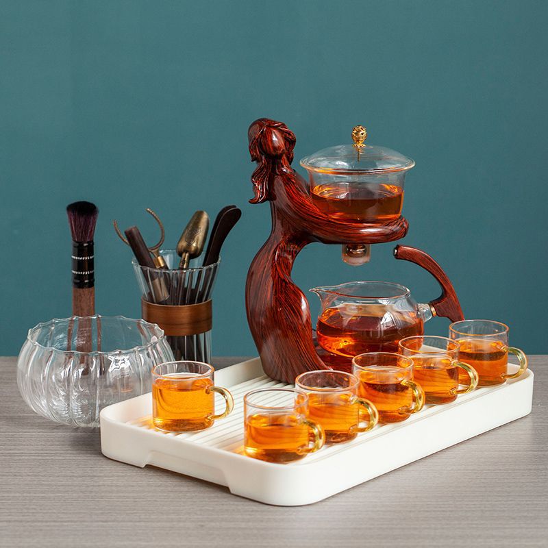 Maid Semi-automatic Tea Set Tea Making Kungfu Teapot Automatic Tea Set Heat-resistant Glass Holder Base Tea Infusers Tea Ware - Eloy Royal