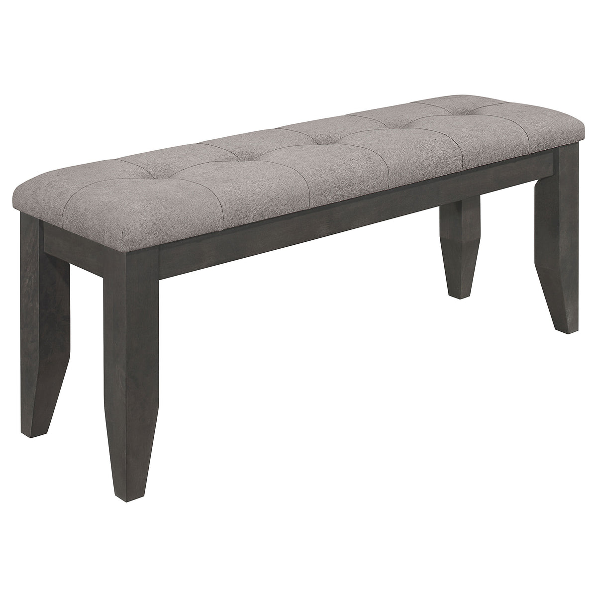 Erskin Dark Grey Upholstered Dining Bench with Button-Tufted Cushion, Fabric and Asian Hardwood Frame, 47-Inch Width