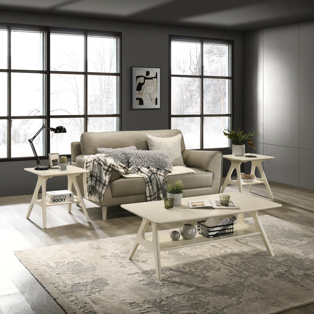 Arona 3-Piece Coffee Table Set, Coffee Table and Two End Tables, Off-white Finish
