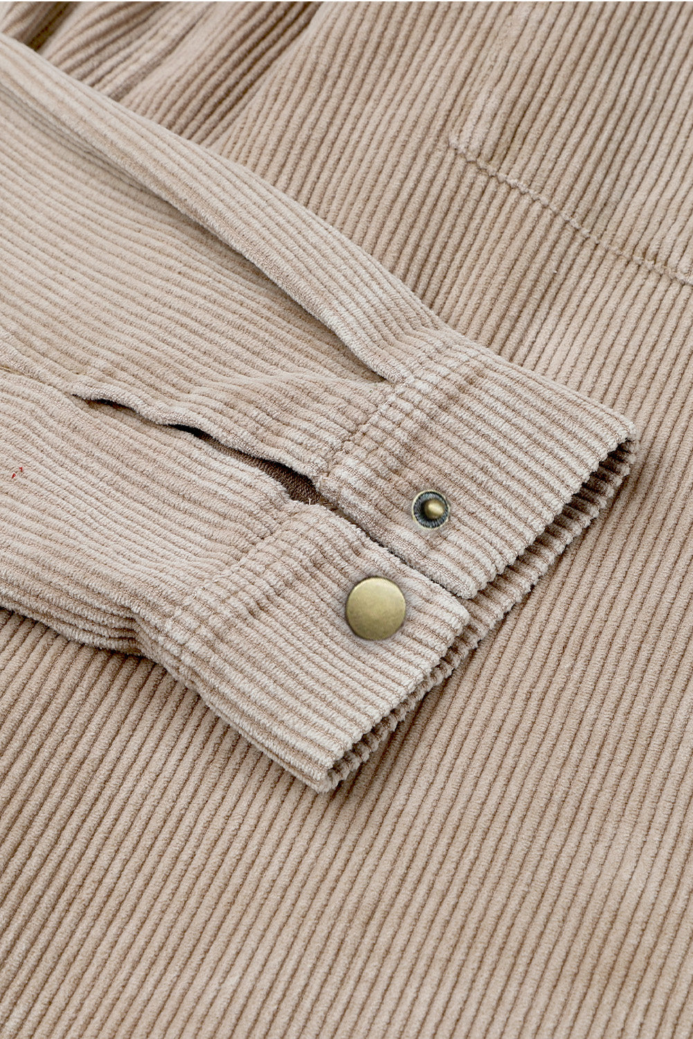 Wholesale Khaki Patchwork Raw Hem Hooded Corduroy Jacket - Eloy Royal