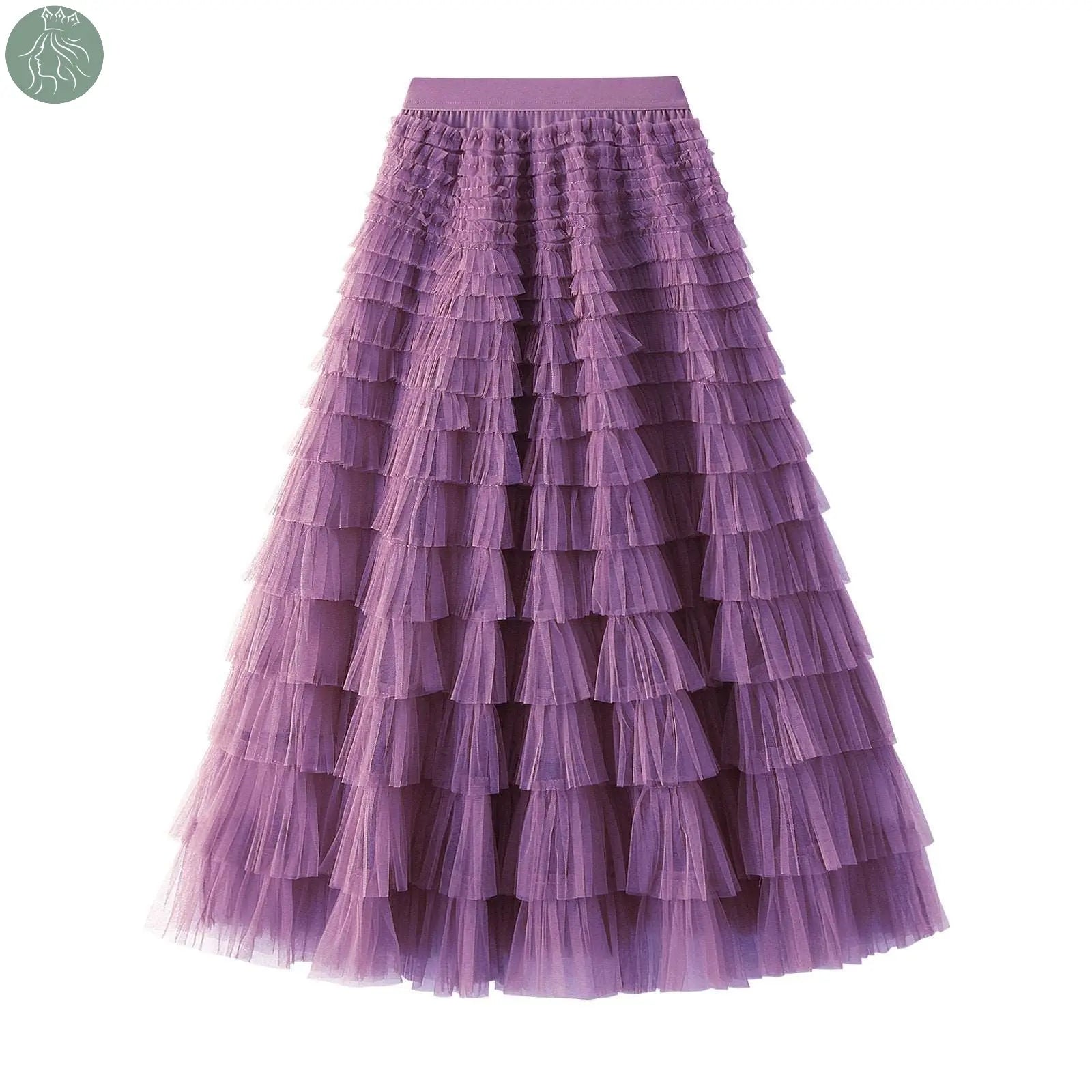 A-Line Mesh Ruffle Skirt Women's Temperament Sweet Long Skirt Slim Cupcake Dress Womens Clothing - Eloy Royal