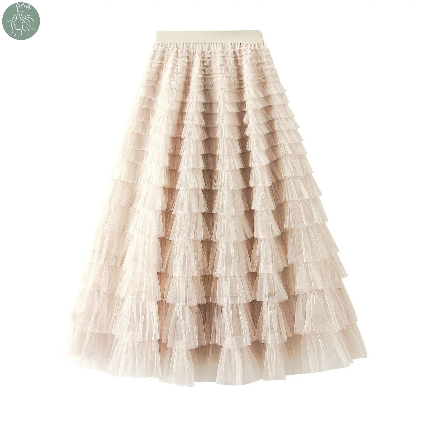 A-Line Mesh Ruffle Skirt Women's Temperament Sweet Long Skirt Slim Cupcake Dress Womens Clothing - Eloy Royal