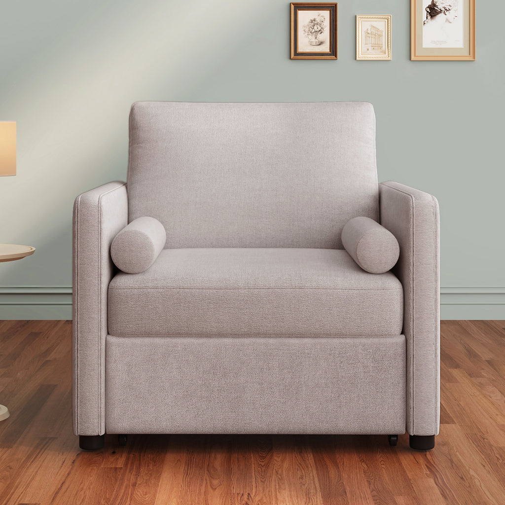 Delmont 3-in-1 Convertible Sleeper Chair, Tan Linen