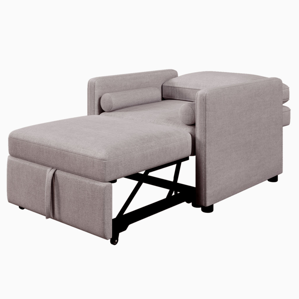 Delmont 3-in-1 Convertible Sleeper Chair, Tan Linen