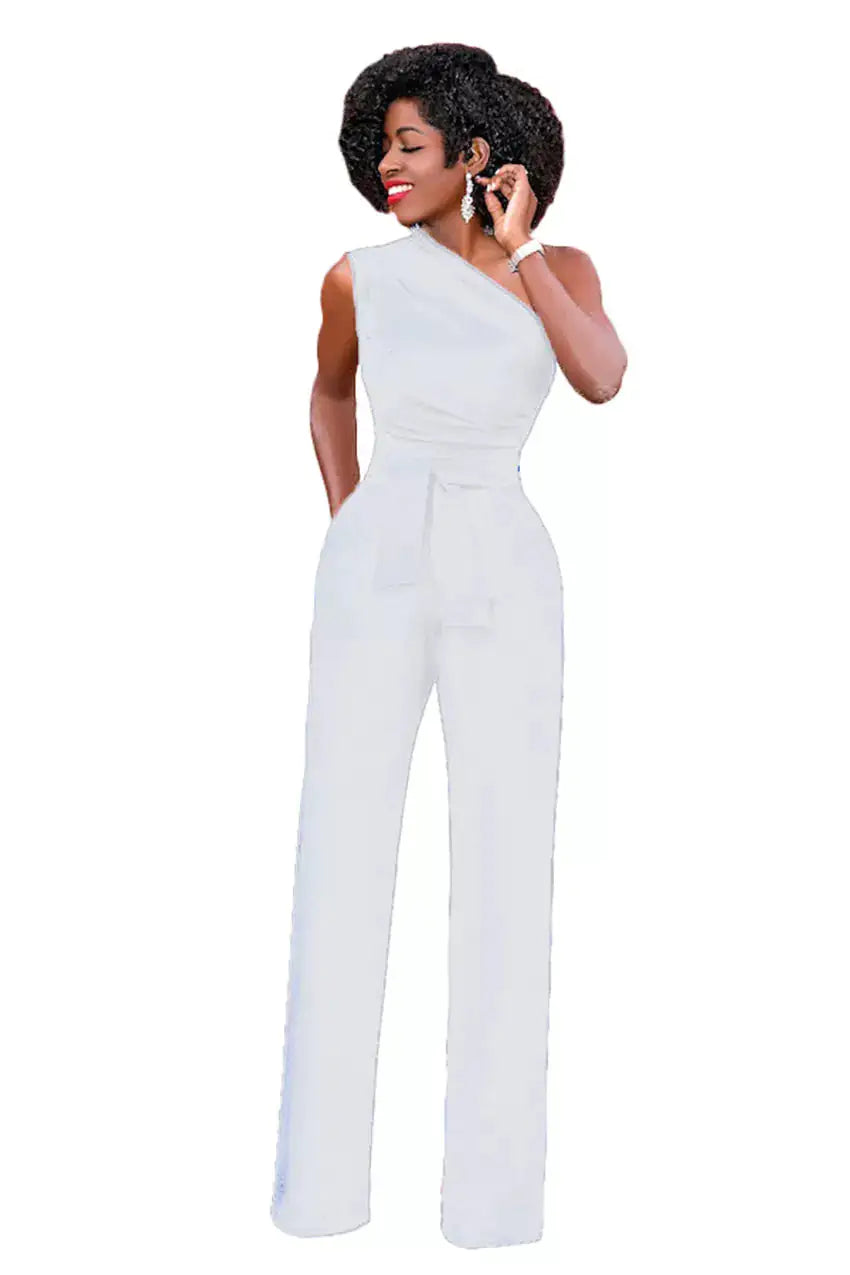 One Shoulder Rompers WHITE XXXL