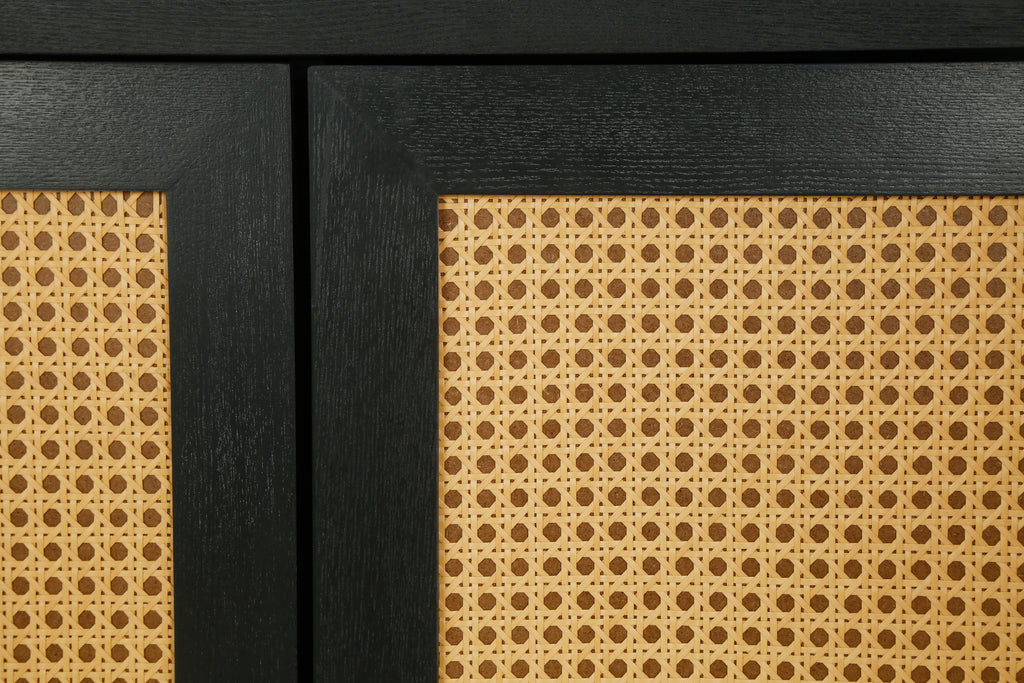 Kristoff Rattan Four-Door Sideboard, Dark Grey, 60 in