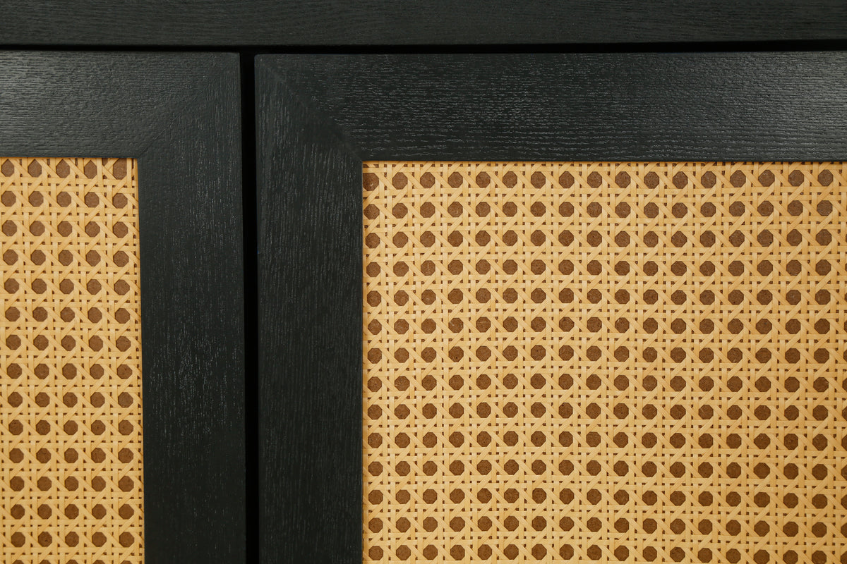 Kristoff Rattan Four-Door Sideboard, Dark Grey, 60 in