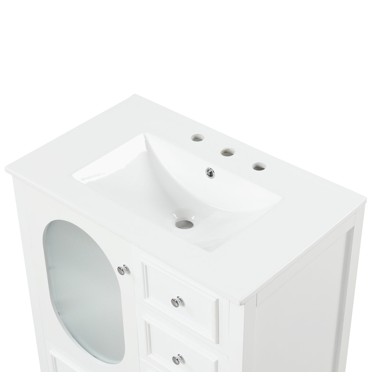 Giotto Three-Drawer Bathroom Vanity with Sink, White, 30 in