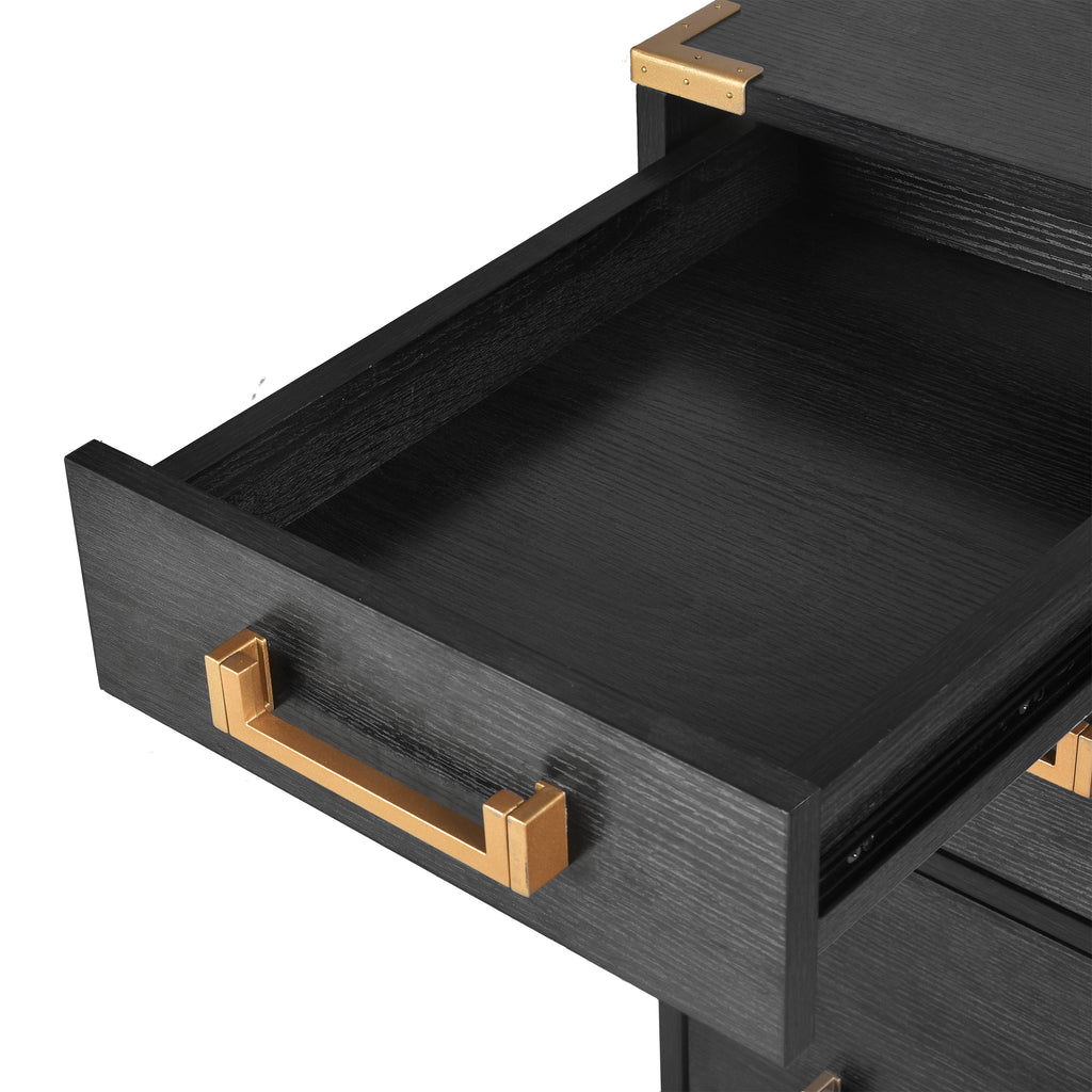 Sheridan Metal-Trim Executive Desk, Black and Gold, 70 in