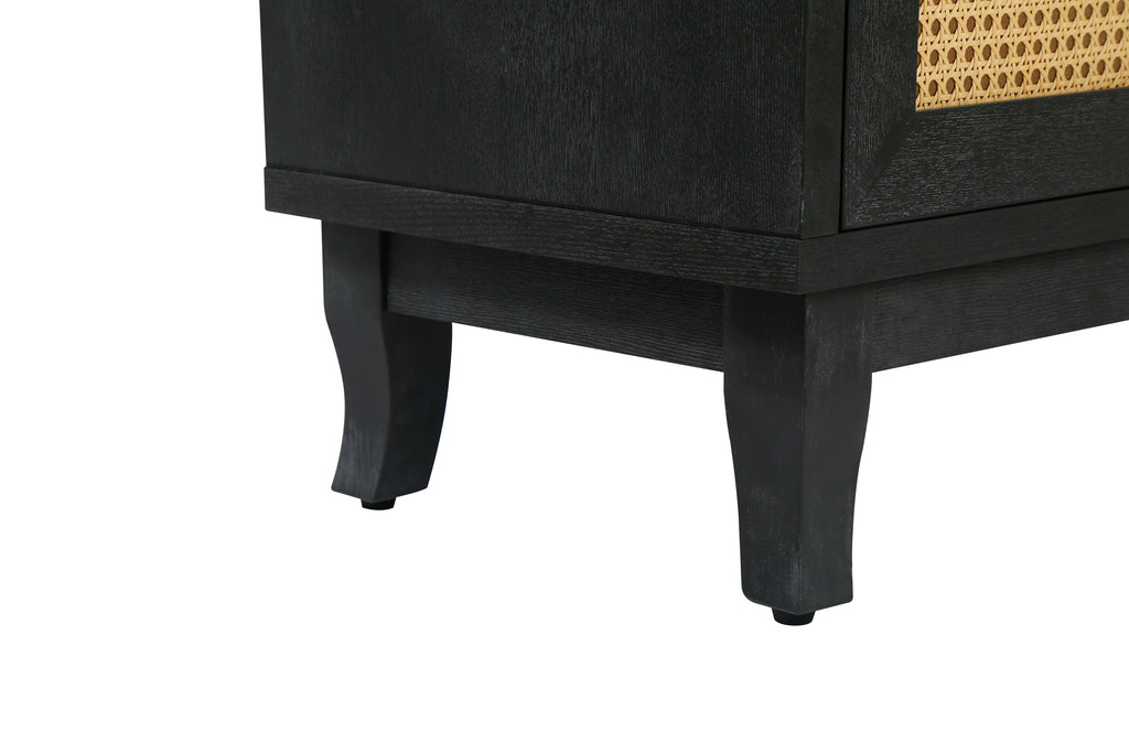 Kristoff Rattan Four-Door Sideboard, Dark Grey, 60 in