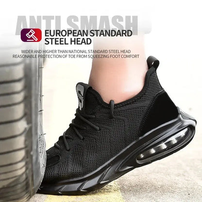 Air Cushion Men Work Safety Shoes Anti-smashing Steel Toe Cap Working Boots Construction Indestructible Sneakers Male Footwear - Eloy Royal