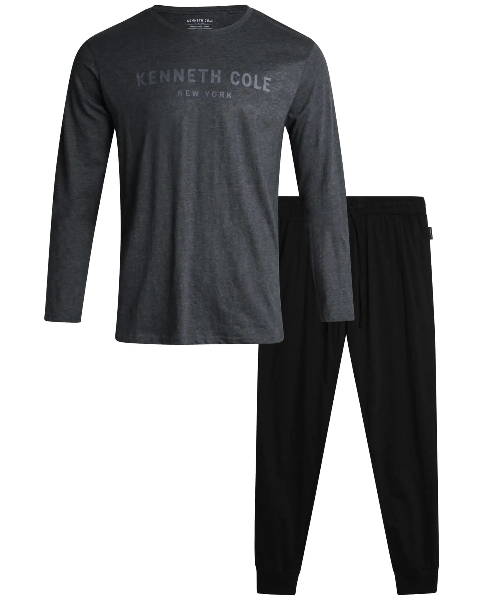 Kenneth Cole Men’s Pajama Set – Pajama Gift Box Set for Men – Long Sleeve Shirt and Jogger Lounge Pants Sleepwear Set (M-XXL) Size Medium Heather/Charcoal Logo