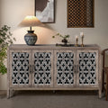 Laurent antique brown carved-door sideboard, view 3