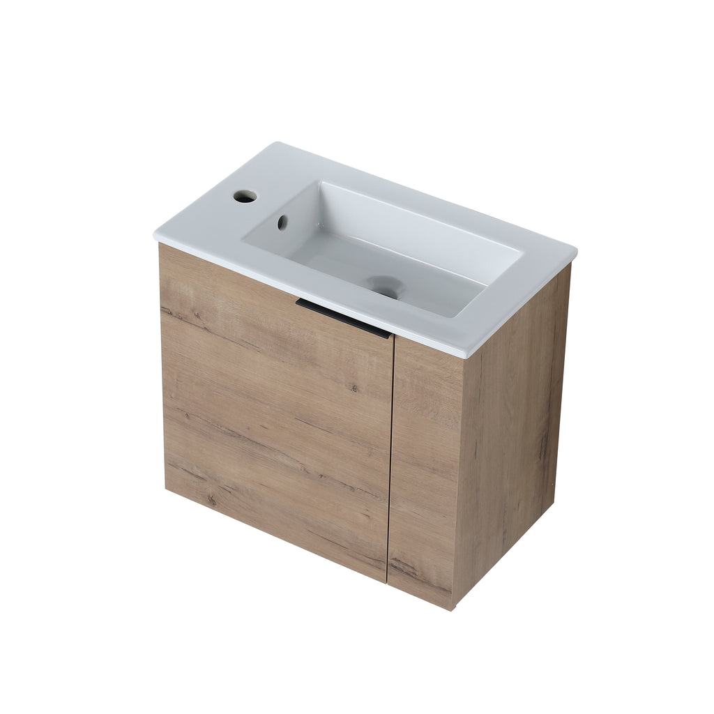 Idris Floating Bathroom Vanity with Sink, Imitation Oak, 22 in