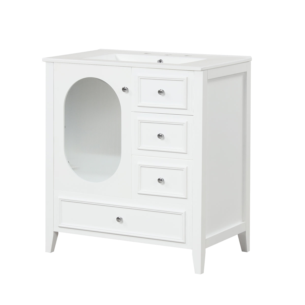 Giotto Three-Drawer Bathroom Vanity with Sink, White, 30 in
