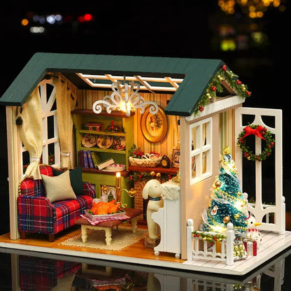 CUTEBEE Doll House Miniature DIY Dollhouse With Furnitures Wooden House Toys For Children  Holiday Times Z009 - Eloy Royal