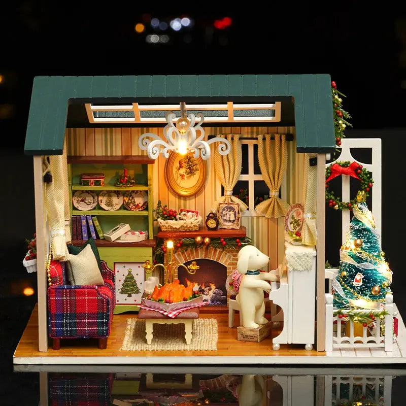 CUTEBEE Doll House Miniature DIY Dollhouse With Furnitures Wooden House Toys For Children  Holiday Times Z009 - Eloy Royal