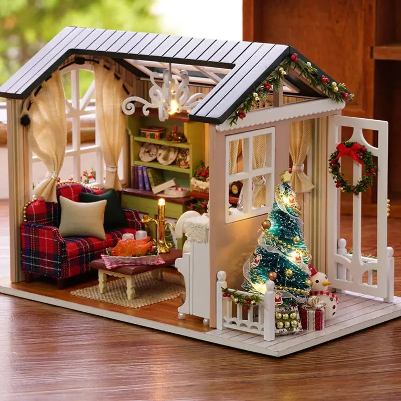 CUTEBEE Doll House Miniature DIY Dollhouse With Furnitures Wooden House Toys For Children  Holiday Times Z009 - Eloy Royal