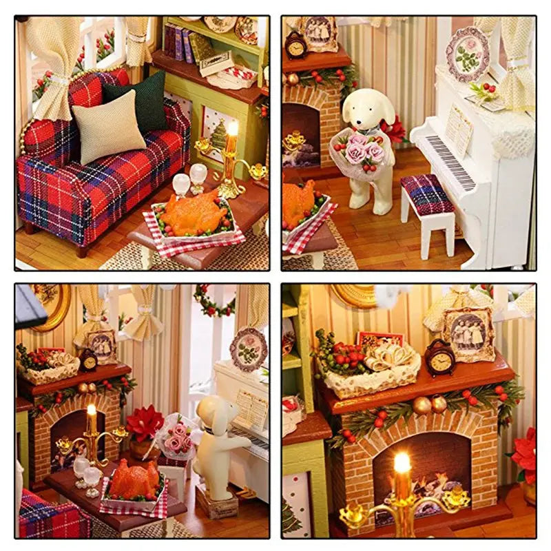 CUTEBEE Doll House Miniature DIY Dollhouse With Furnitures Wooden House Toys For Children  Holiday Times Z009 - Eloy Royal