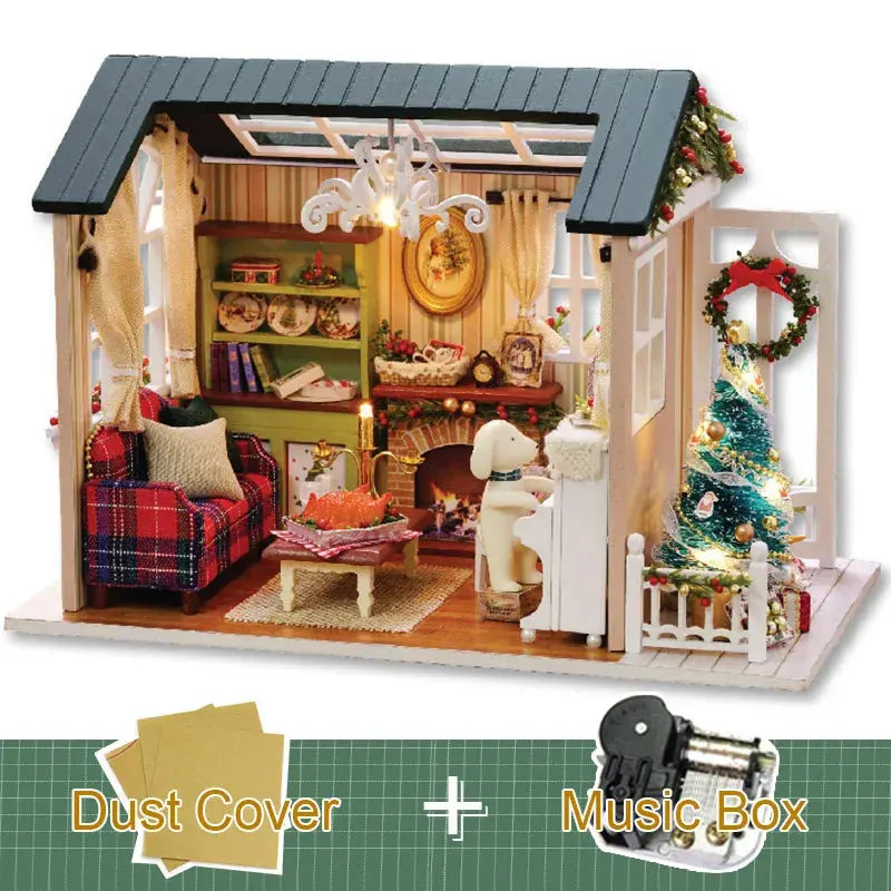 CUTEBEE Doll House Miniature DIY Dollhouse With Furnitures Wooden House Toys For Children  Holiday Times Z009 - Eloy Royal