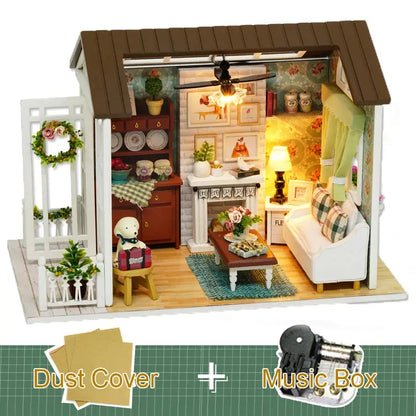 CUTEBEE Doll House Miniature DIY Dollhouse With Furnitures Wooden House Toys For Children  Holiday Times Z009 - Eloy Royal