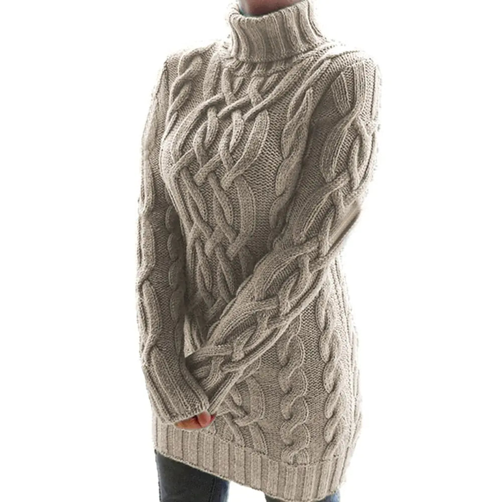 Turtleneck Twist Knitted Sweater Dress - Eloy Royal