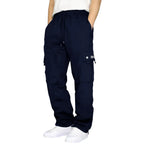 Lainuyoah Mens Heavyweight Cargo Sweatpants Drawstring Baggy Elastic Waist Athletic Sweatpant with Pockets Loose Fit Joggers Navy-1 5X-Large