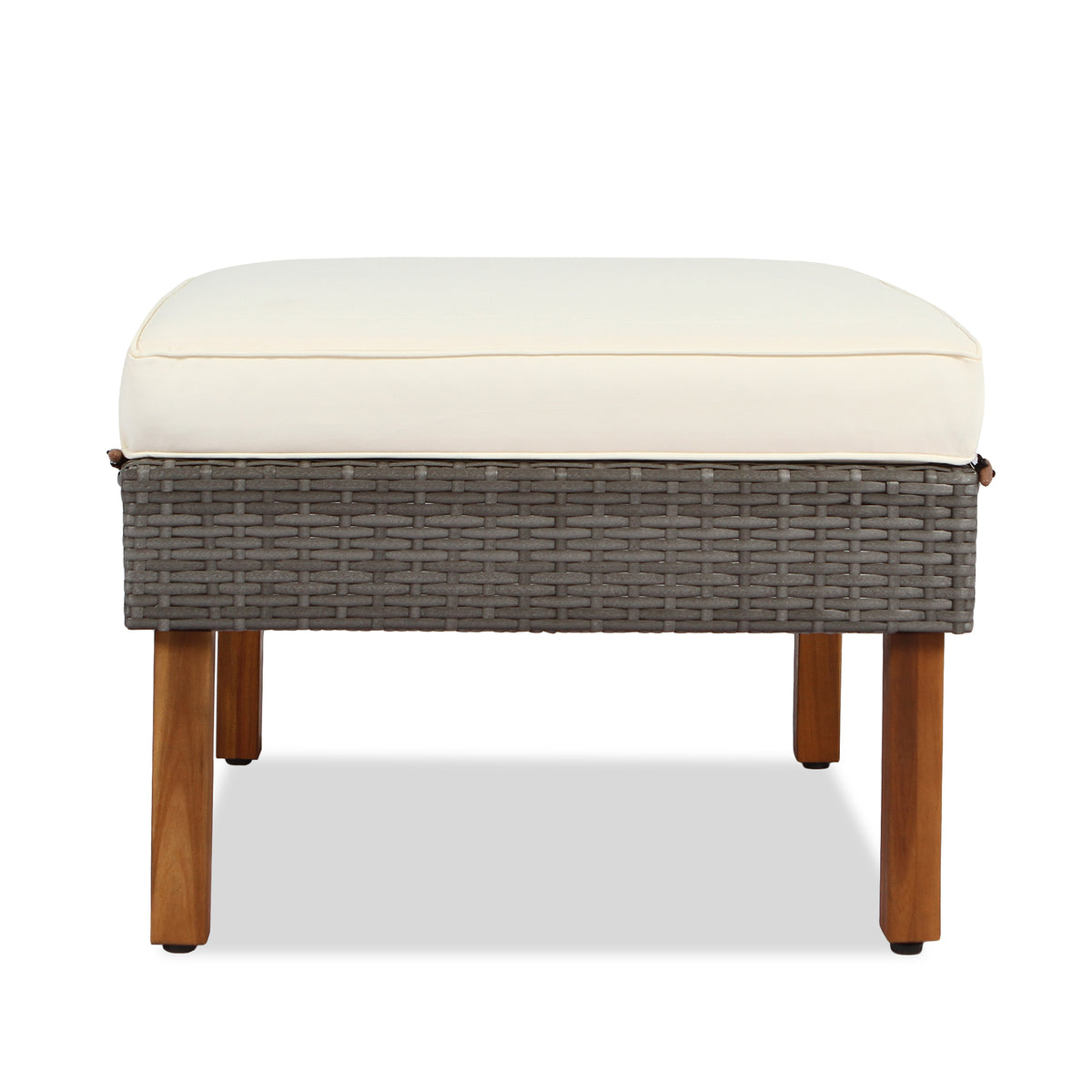 Alessia 9-Piece Wicker and Acacia Sectional Set, Beige