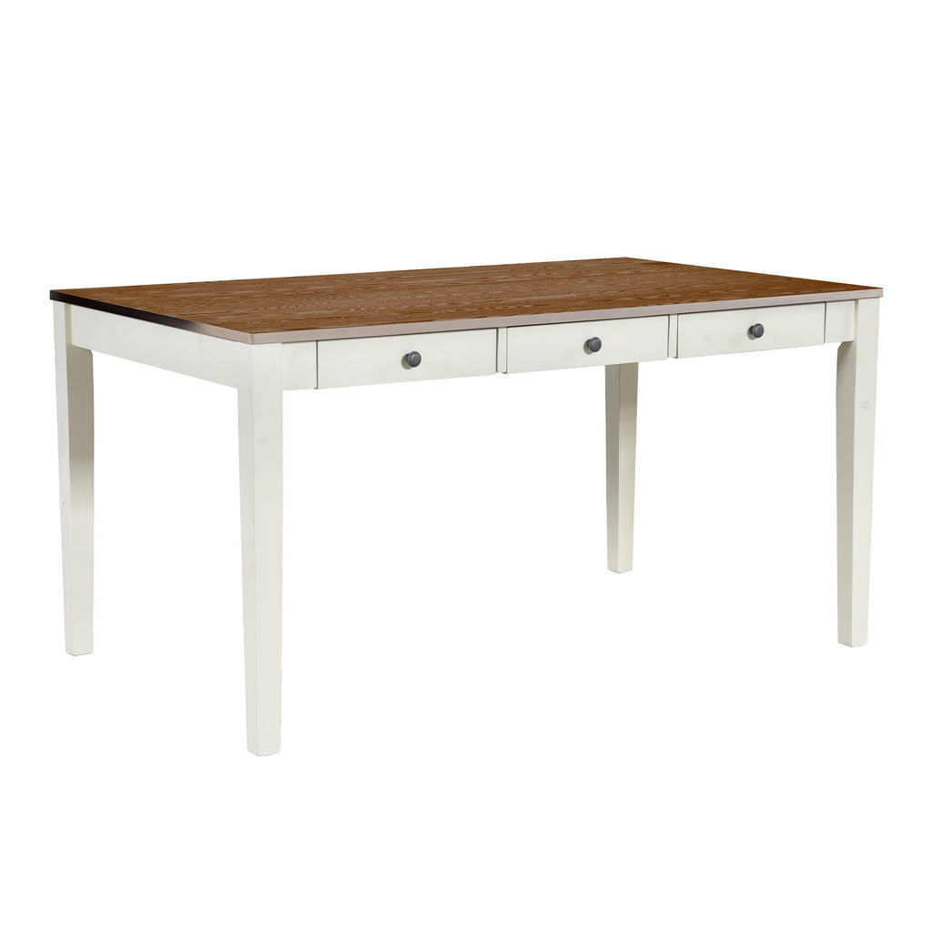Tarascon 6-Piece Mid-Century Dining Set with Drawer and Bench, Buttermilk
