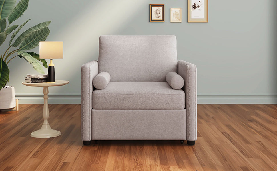 Delmont 3-in-1 Convertible Sleeper Chair, Tan Linen