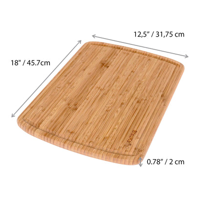 Extra Large Wood Cutting Board 18x12 inch - Butcher Block with Juice Groove, Serving Tray - Wooden Chopping Board for Kitchen - Eloy Royal