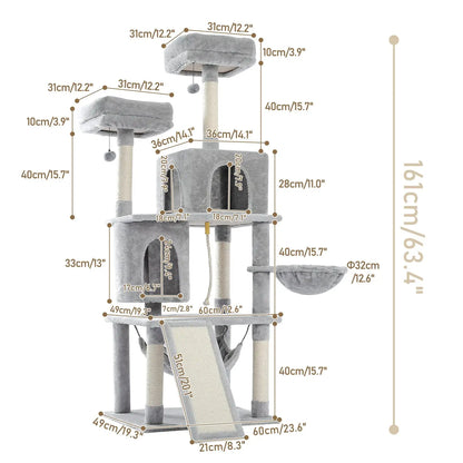 Domestic Delivery Cats Climbing Trestle Pet Scratcher Tree Candos Multi-Levels Jumping Furniture Ball Cat Playing Toys With Nest - Eloy Royal