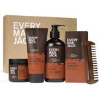Every Man Jack Mens Aged Bourbon Beard Set - Five Full-Sized Grooming Essentials For a Complete Routine - Beard + Face Wash Beard + Face Lotion Hydrating Beard Oil Beard Butter and Beard Comb Aged Bourbon