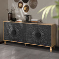 Ivers Carved-Door Sideboard, Black and Natural, 63 in