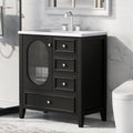Giotto Three-Drawer Bathroom Vanity with Sink, Black, 30 in