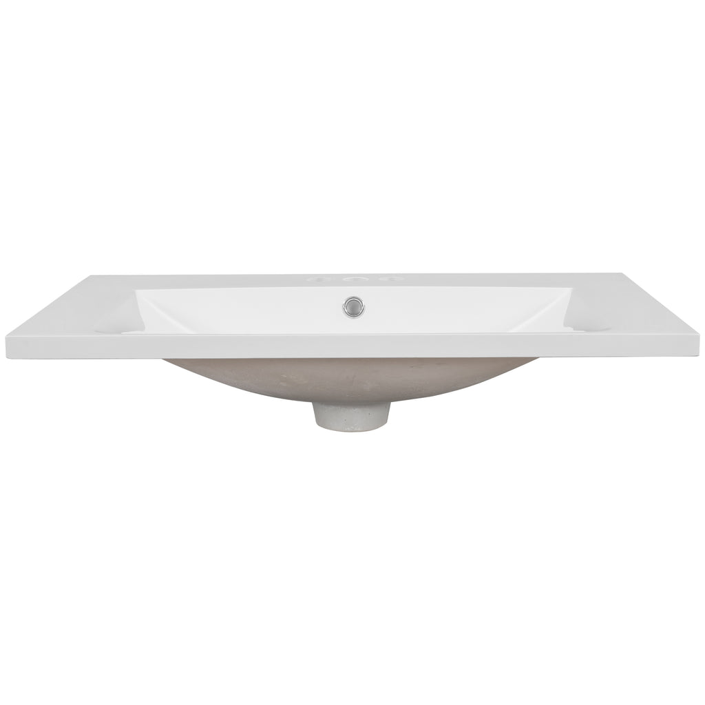30" Single Bathroom Vanity Top with White Basin  3-Faucet Holes  Ceramic White