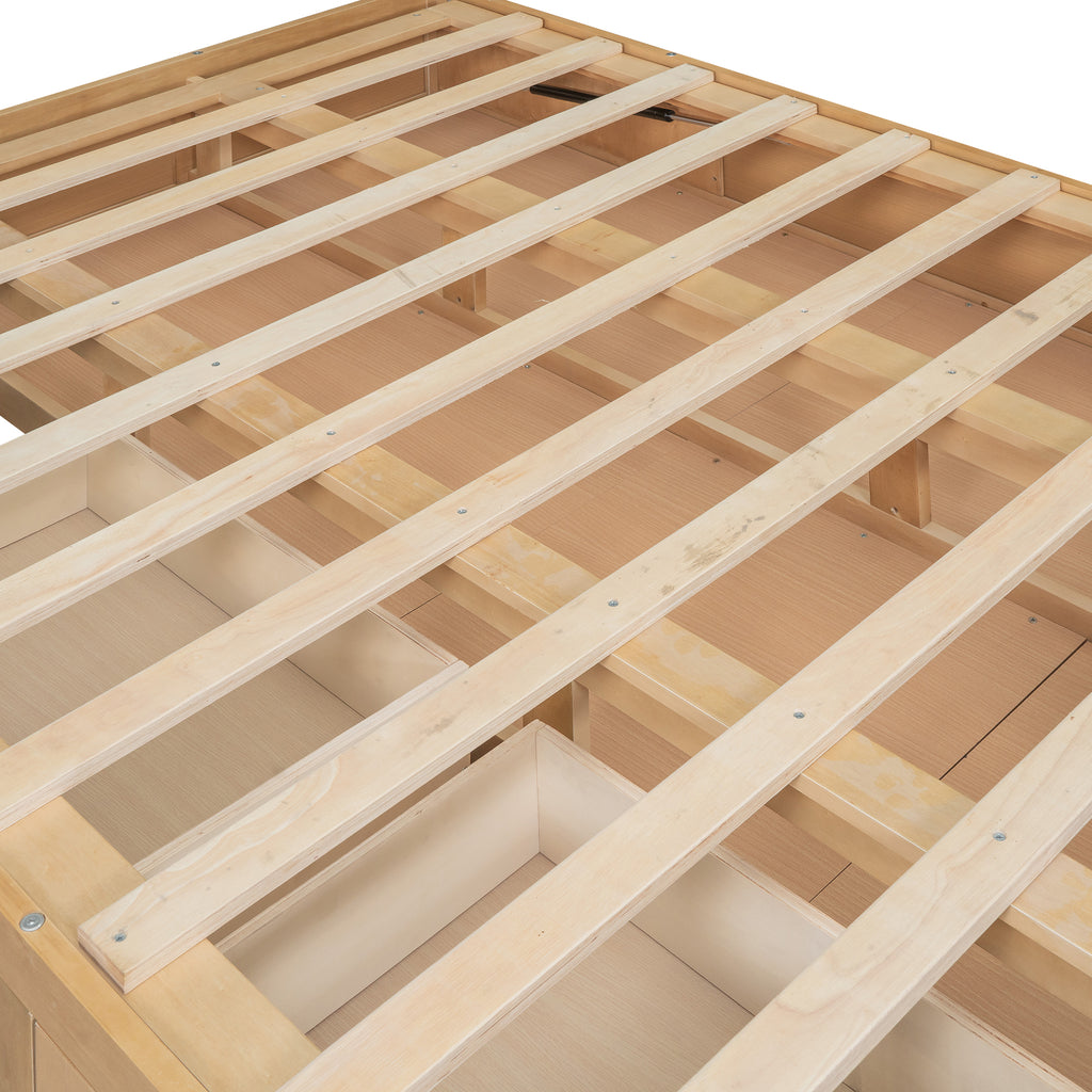 Oakes Wood Platform Bed with Storage Drawers, Wood Tone, Full