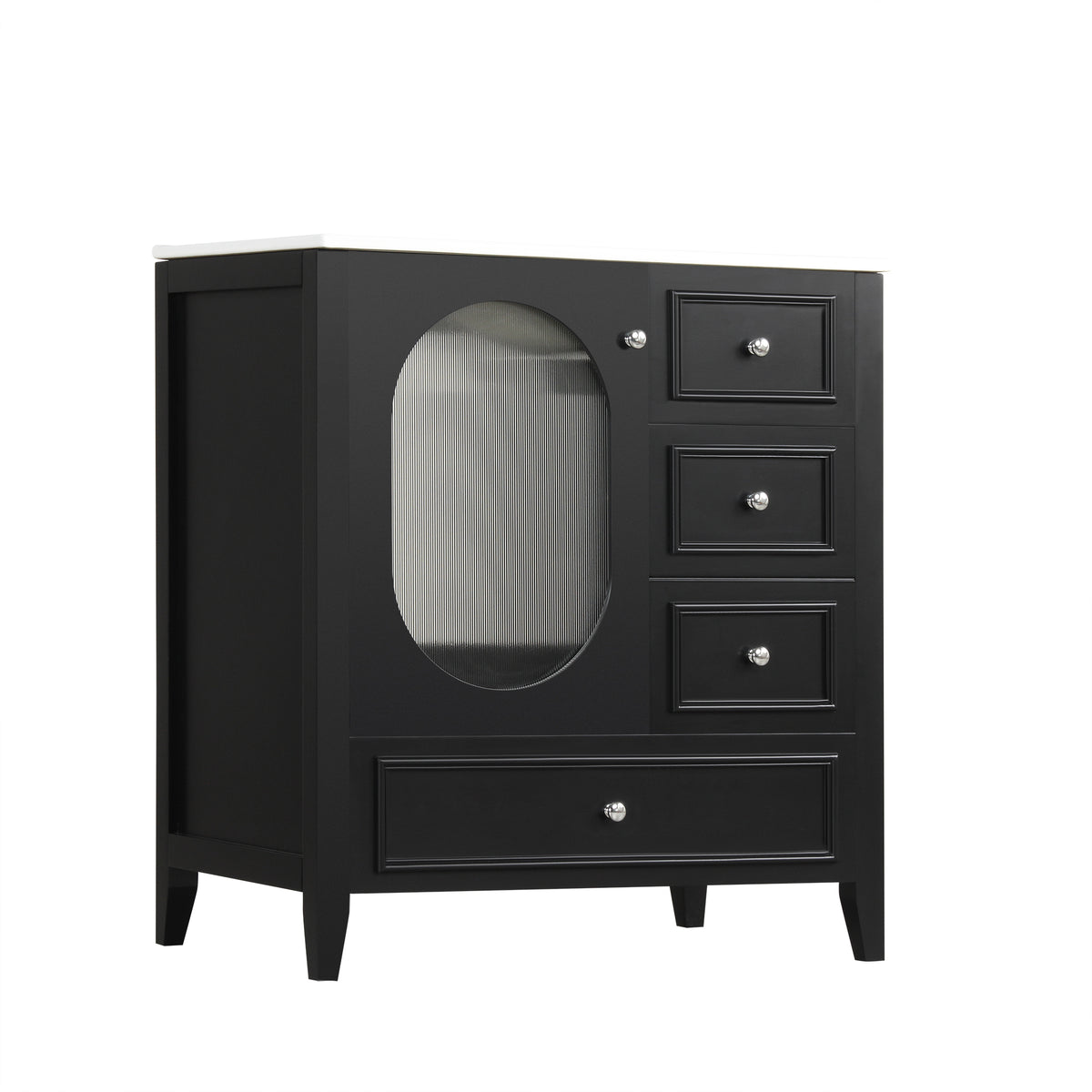 Giotto Three-Drawer Bathroom Vanity with Sink, Black, 30 in