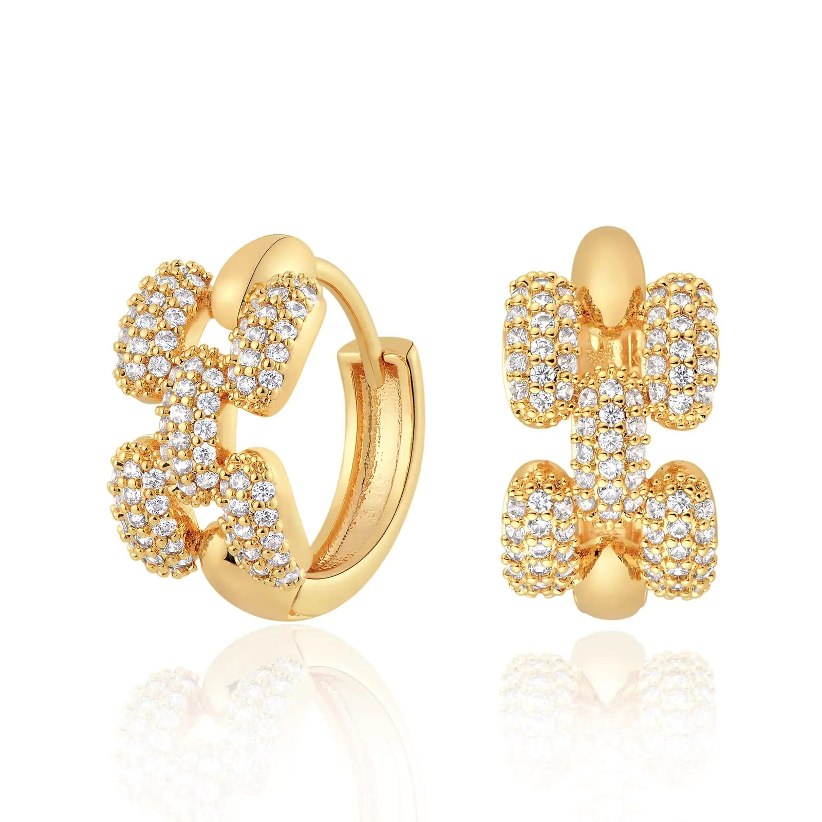 Gold Huggie Hoop Earrings 14k Gold Plated Wide Twisted Hoops Gold Circle Earrings with CZs Hypoallergenic Jewelry Gifts for Women H Shape H shape